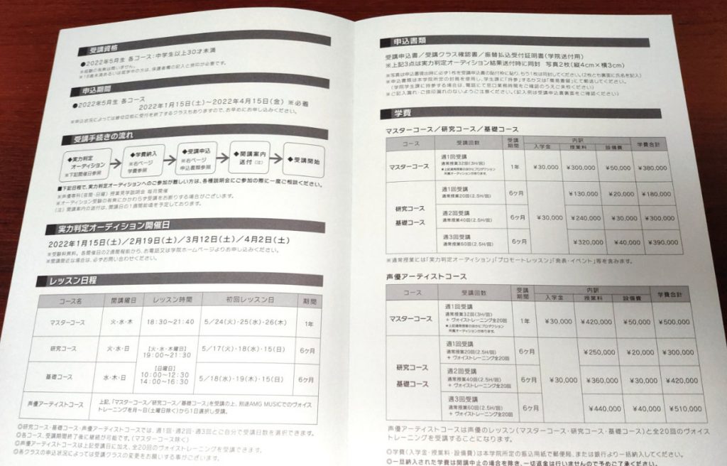 アミューズメントメディア総合学院の声優専科募集要項